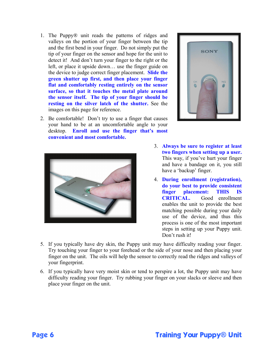 Page 6 training your puppy® unit | Sony FIU-710 User Manual | Page 6 / 24