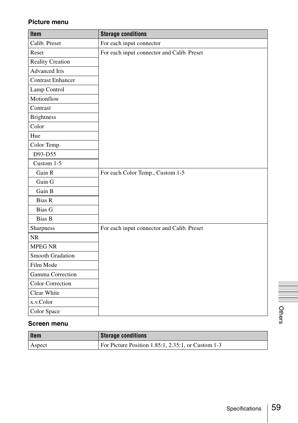 Sony VPL-VW600ES User Manual | Page 59 / 88