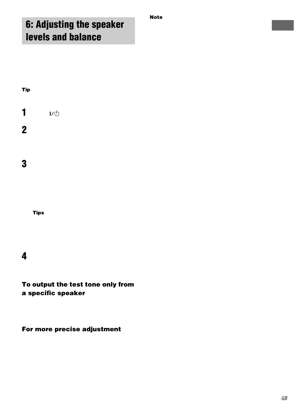 Adjusting the speaker levels and balance, Test tone, Adjusting the speaker levels and | Balance — test tone | Sony STR-DA1000ES User Manual | Page 23 / 56