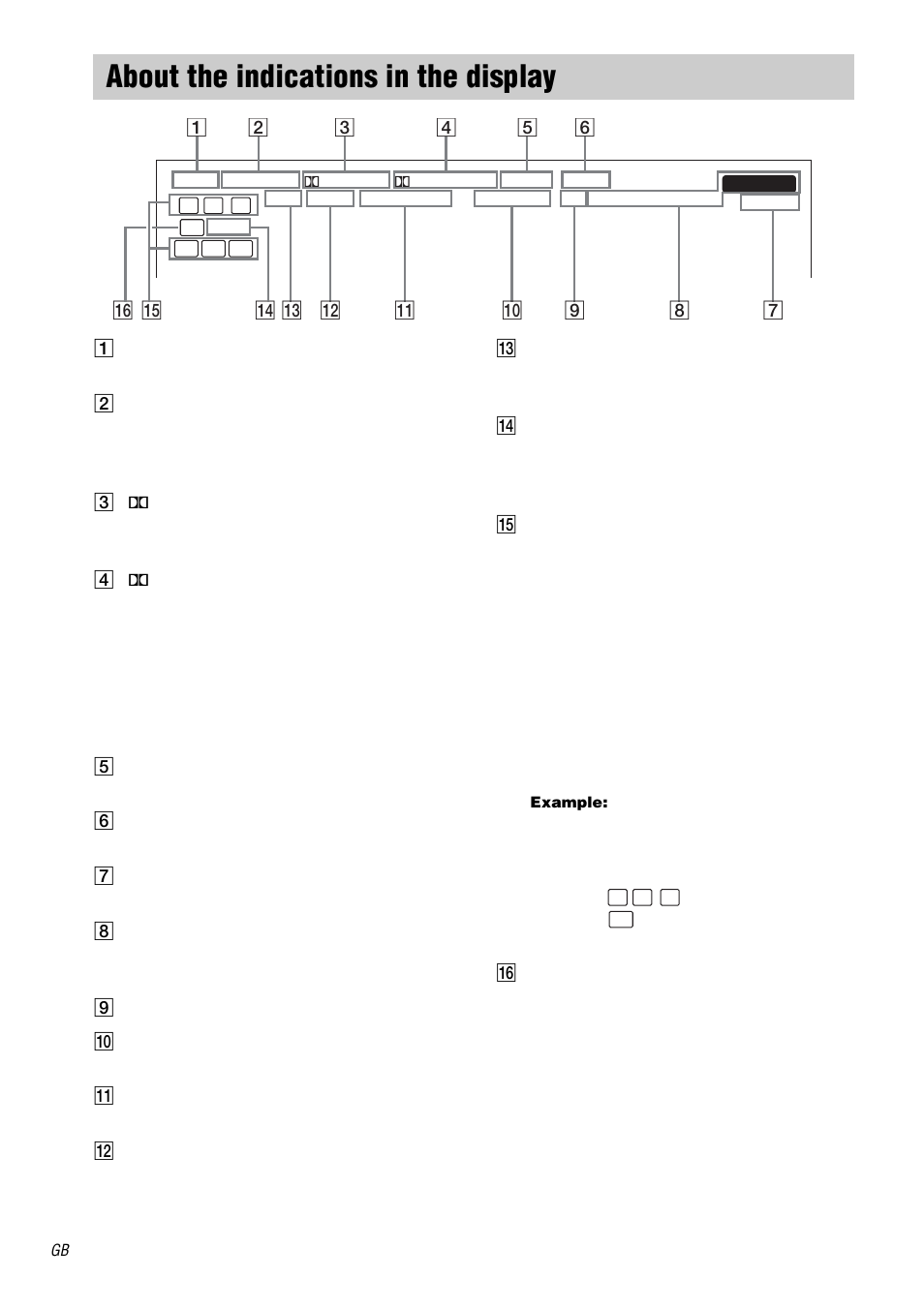 About the indications in the display | Sony STR-DA1000ES User Manual | Page 30 / 56