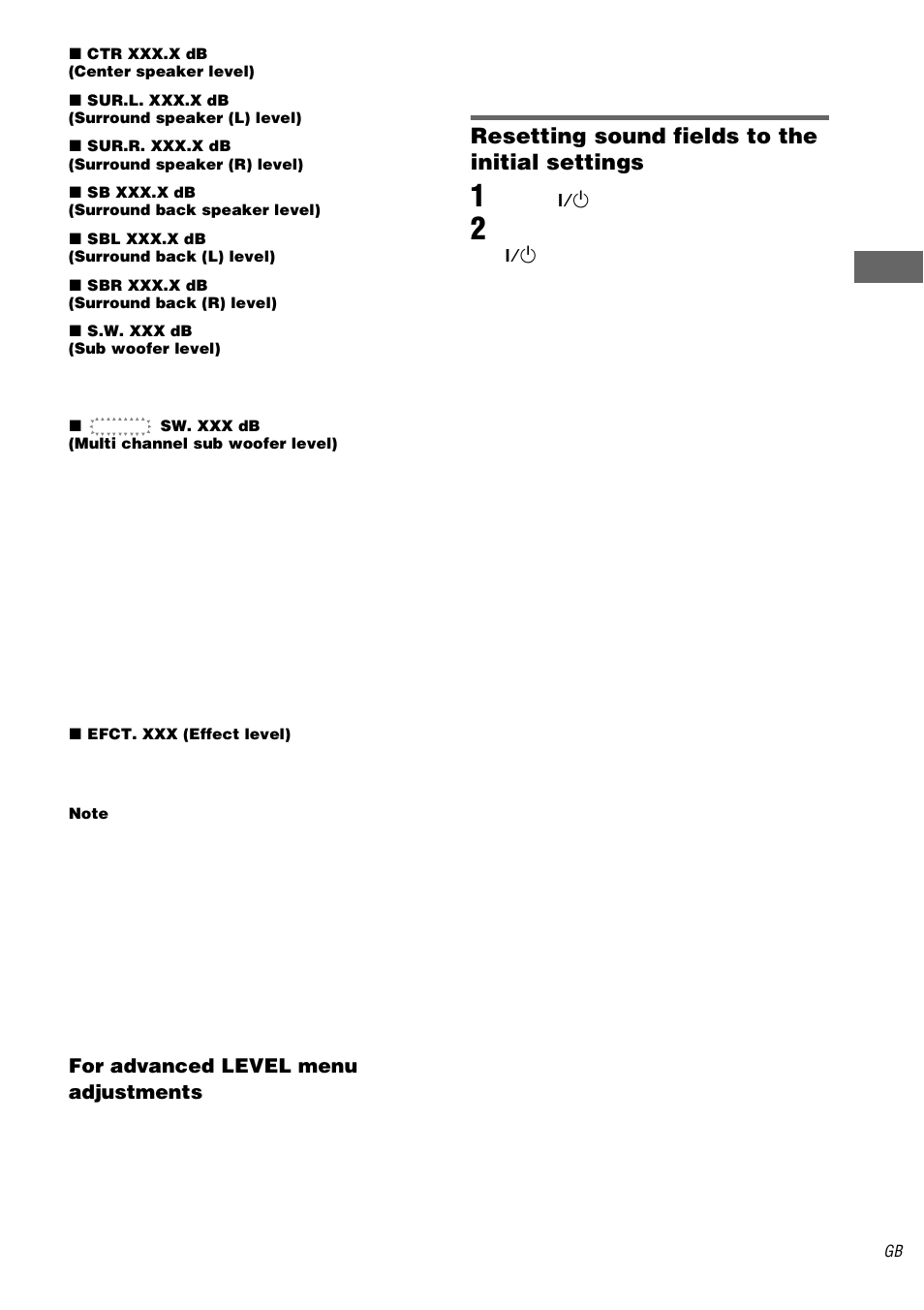 Resetting sound fields to the initial settings | Sony STR-DA1000ES User Manual | Page 37 / 56