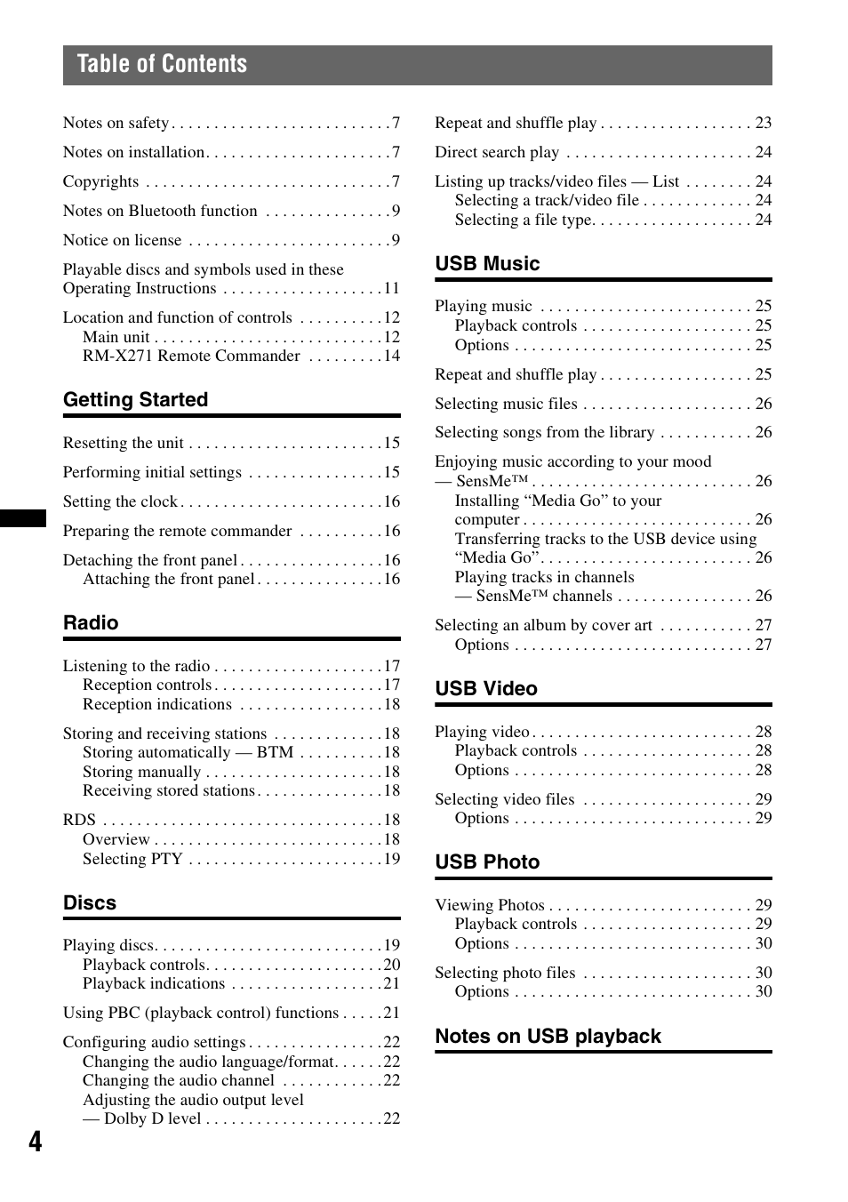 Sony XAV-601BT User Manual | Page 4 / 220