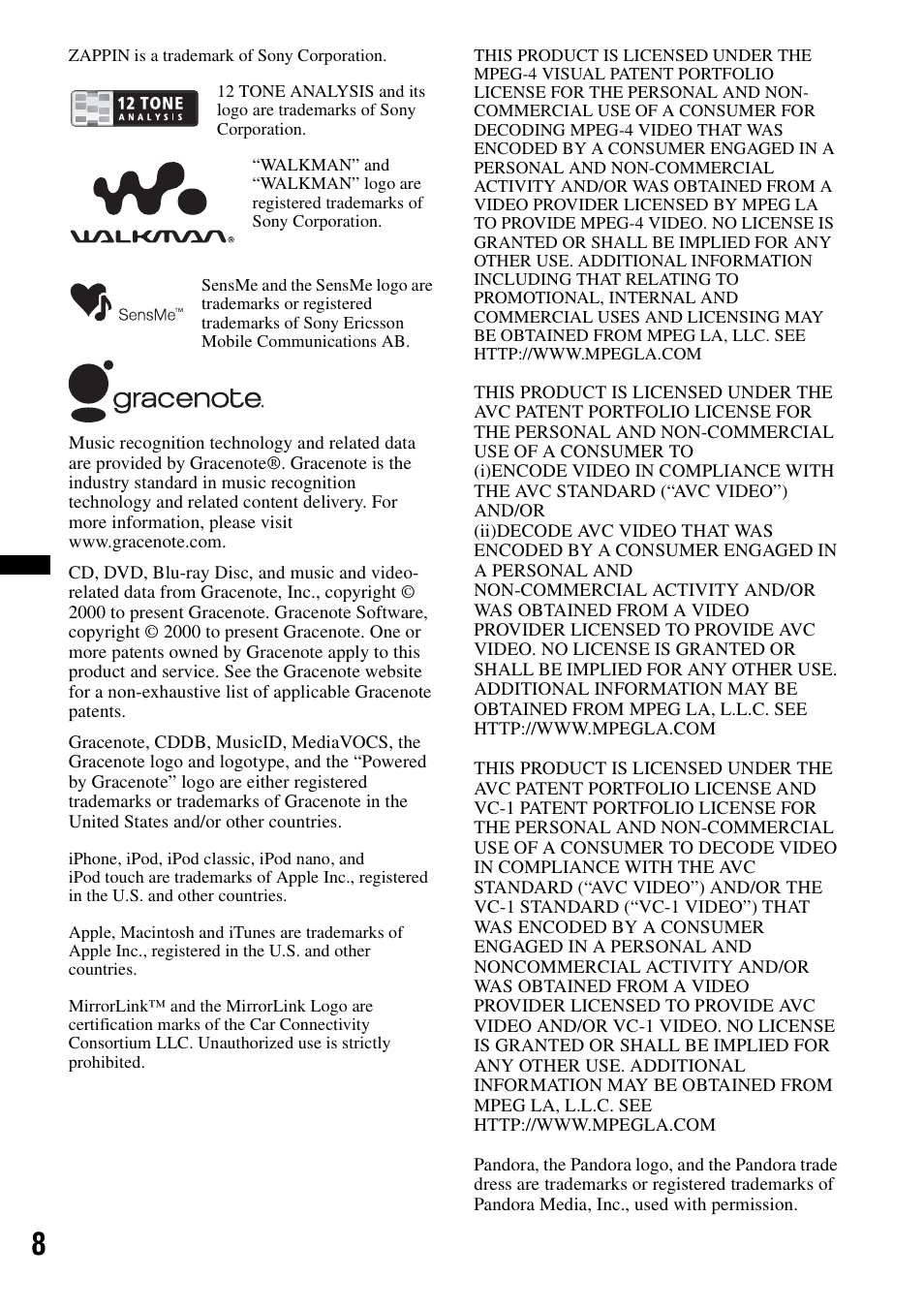 Sony XAV-601BT User Manual | Page 8 / 220