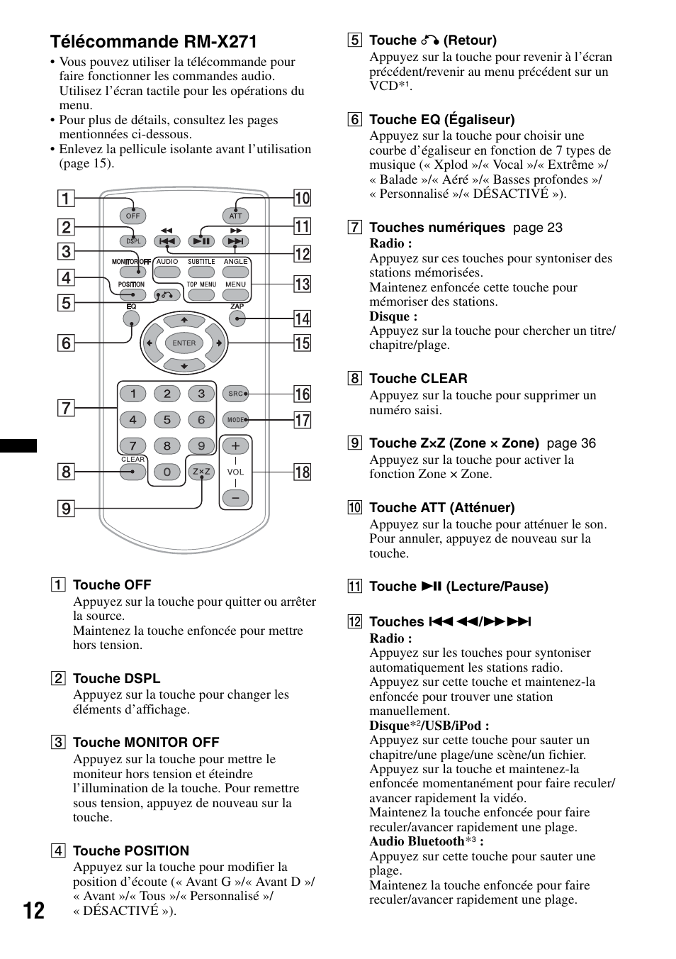 Télécommande rm-x271 | Sony XAV-601BT User Manual | Page 82 / 220