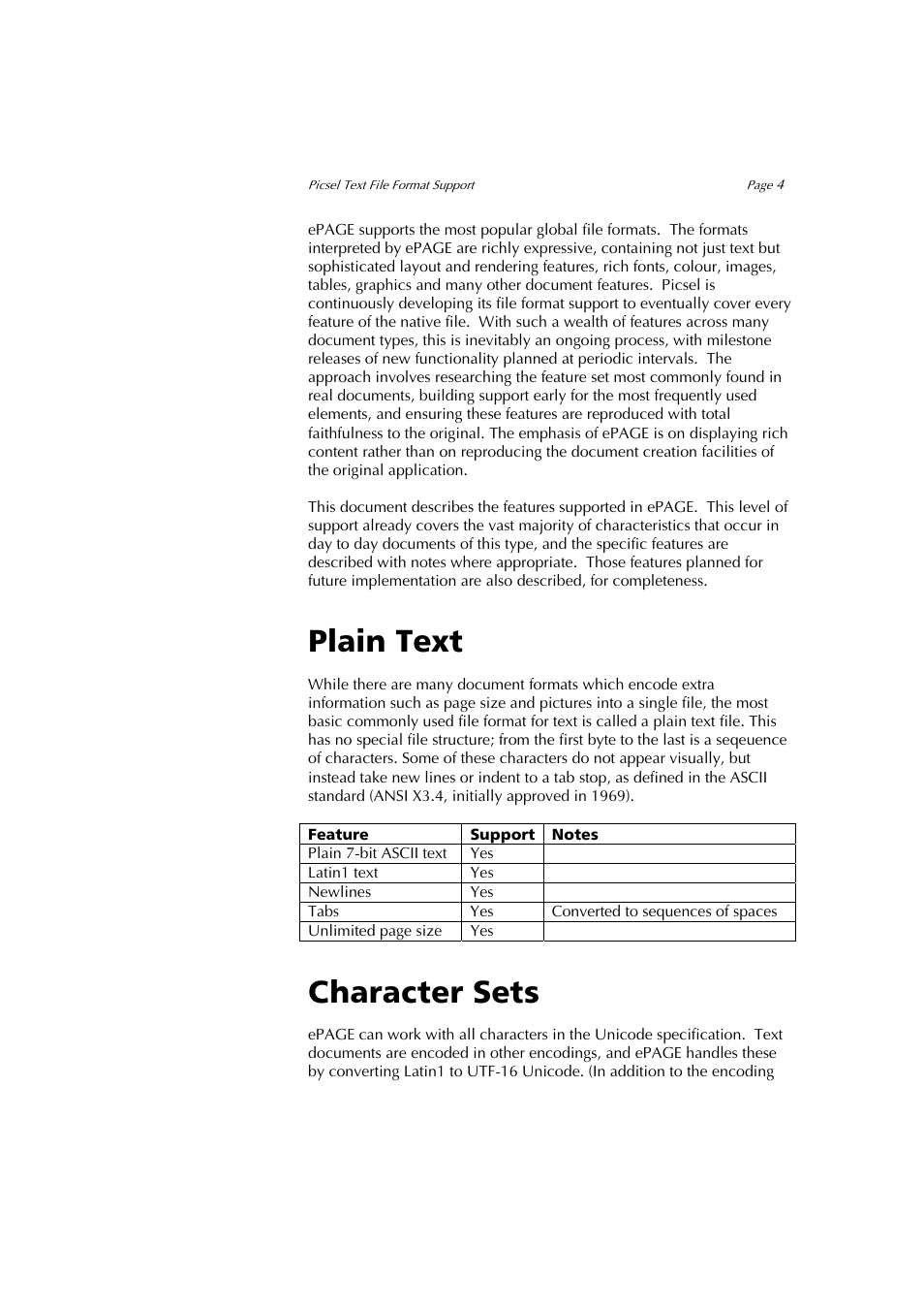 Plain text, Character sets | Sony PEG-NZ90 User Manual | Page 4 / 5