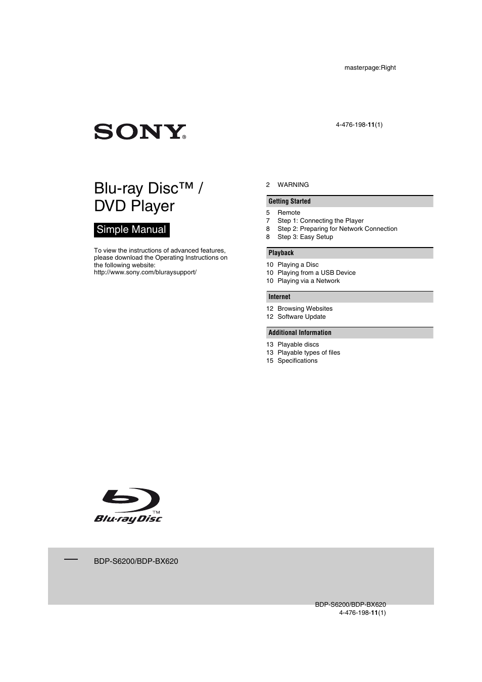Sony BDP-S6200 User Manual | 16 pages