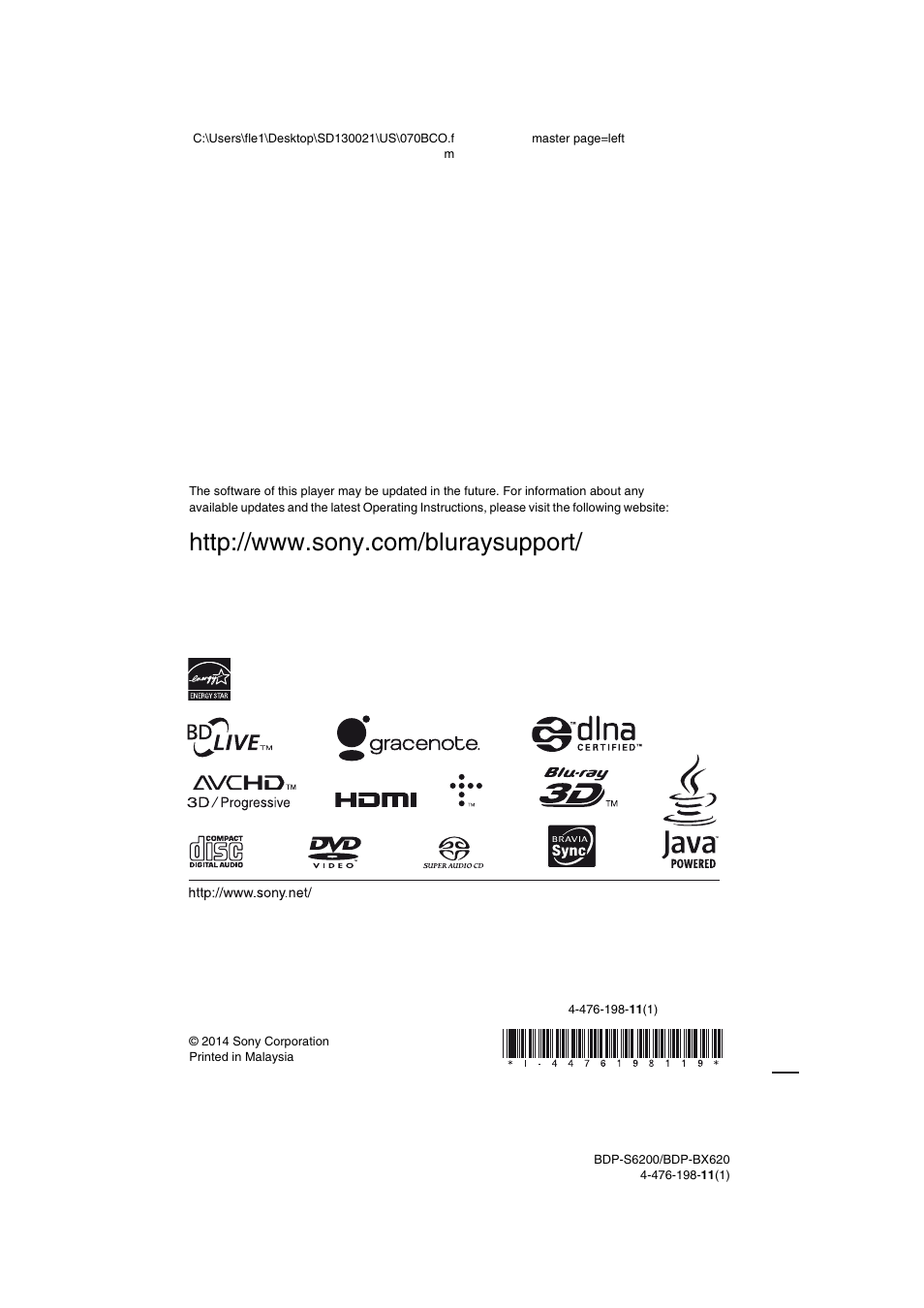 Sony BDP-S6200 User Manual | Page 16 / 16