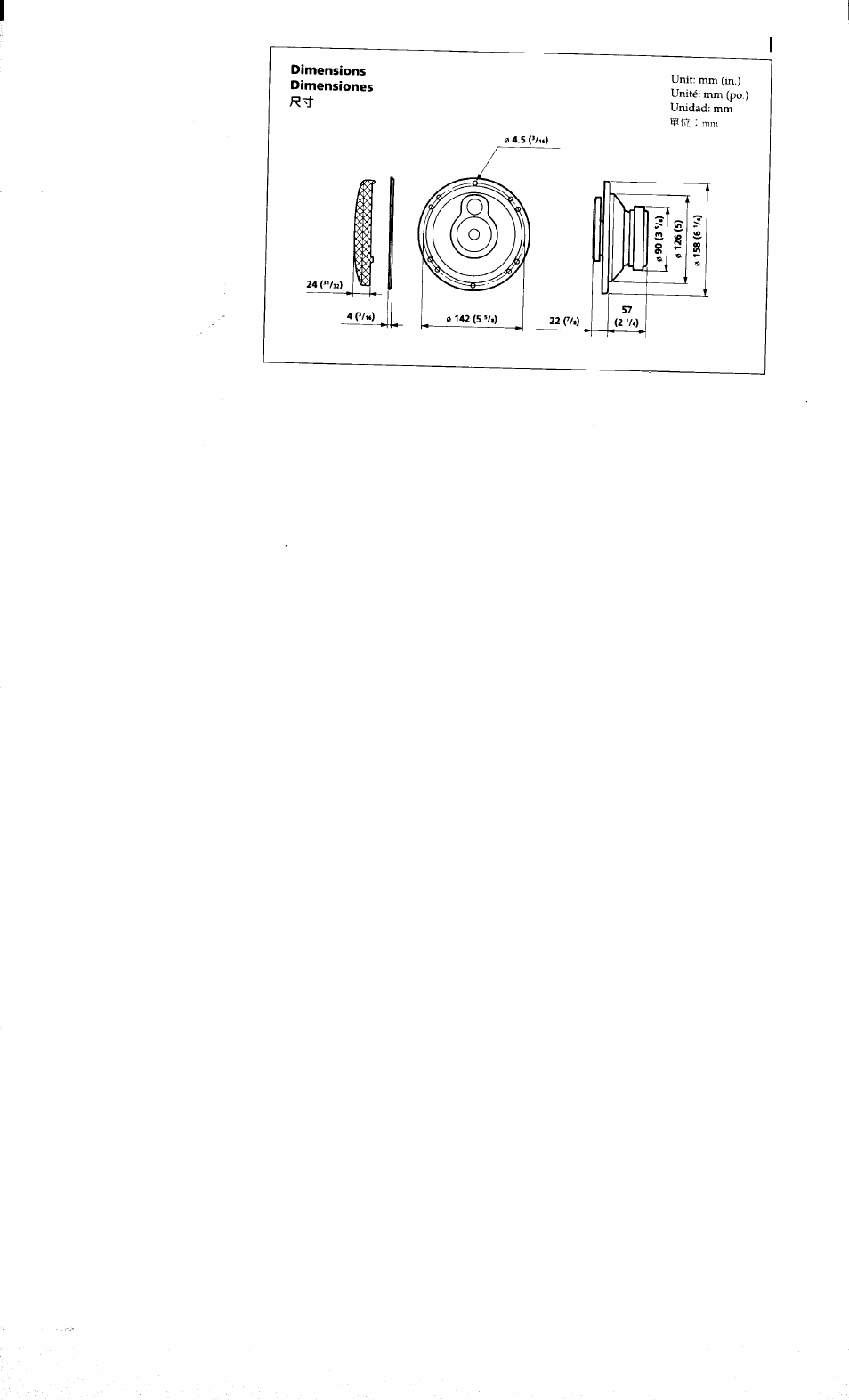 Dimensions dimensiones | Sony XS-V1630 User Manual | Page 2 / 10