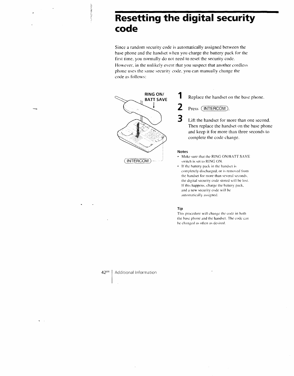 Resetting the digital security code | Sony SPP-AQ600 User Manual | Page 42 / 98