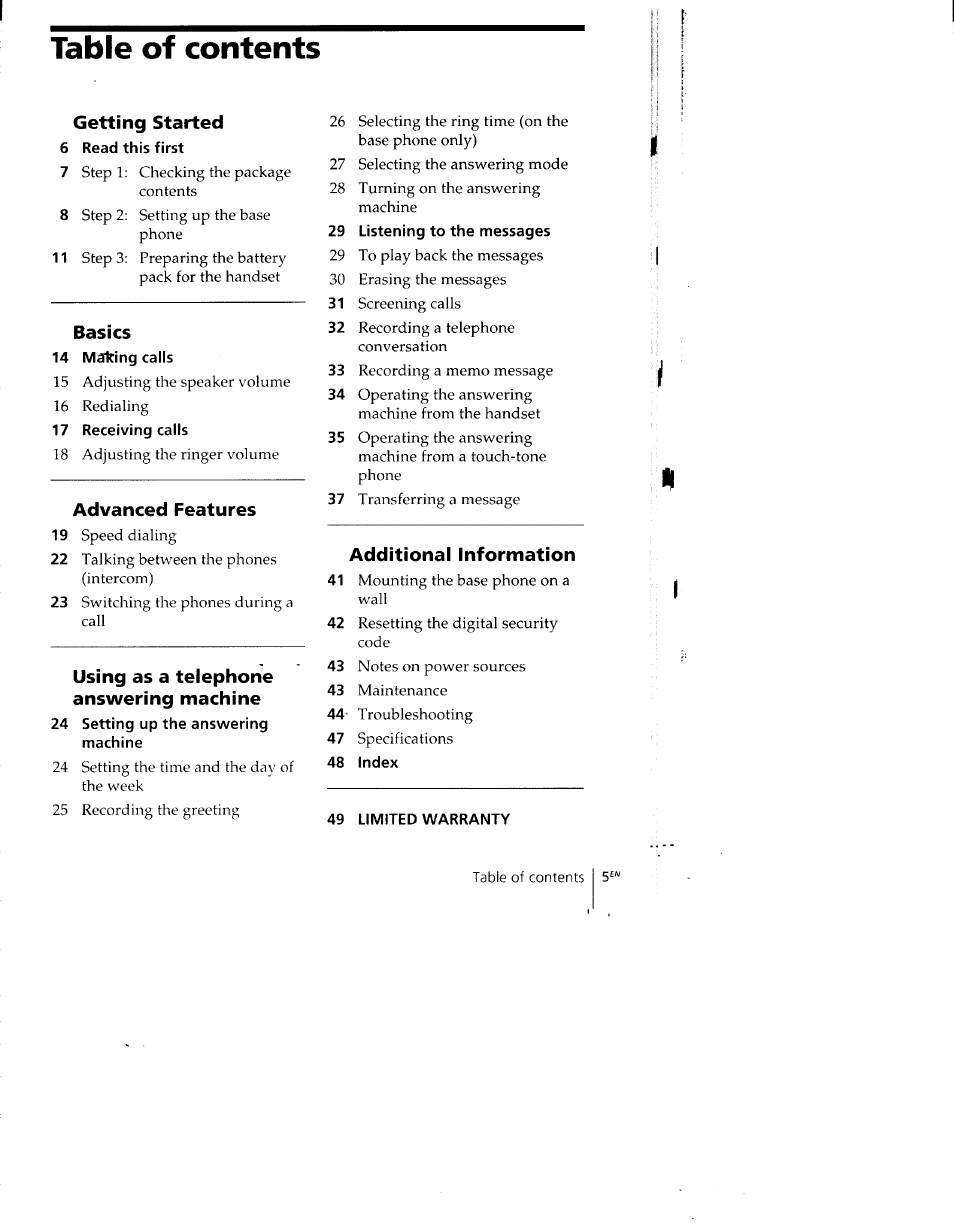 Sony SPP-AQ600 User Manual | Page 5 / 98