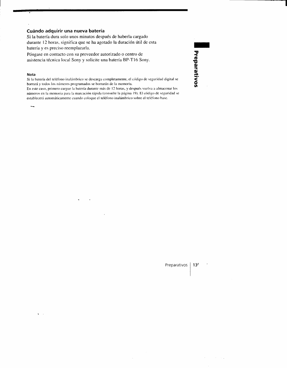 Cuándo adquirir una nueva batería | Sony SPP-AQ600 User Manual | Page 61 / 98