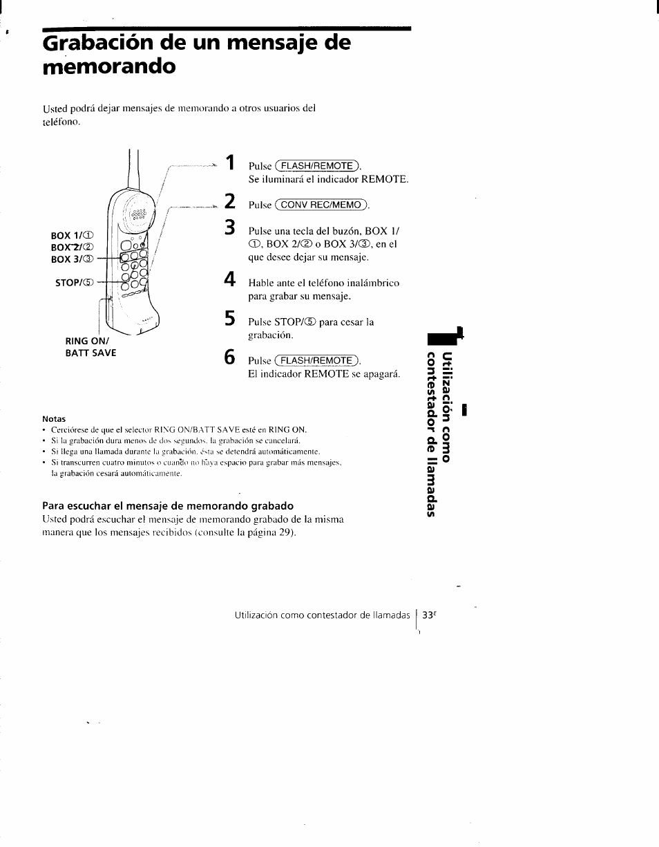 Grabación de un mensaje de memorando, Para escuchar el mensaje de memorando grabado | Sony SPP-AQ600 User Manual | Page 81 / 98