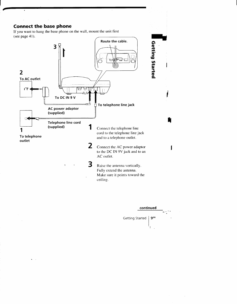 Connect the base phone, Gf/v | Sony SPP-AQ600 User Manual | Page 9 / 98