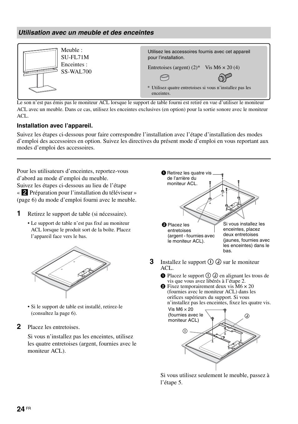 Utilisation avec un meuble et des enceintes | Sony KLV-40ZX1M User Manual | Page 52 / 87