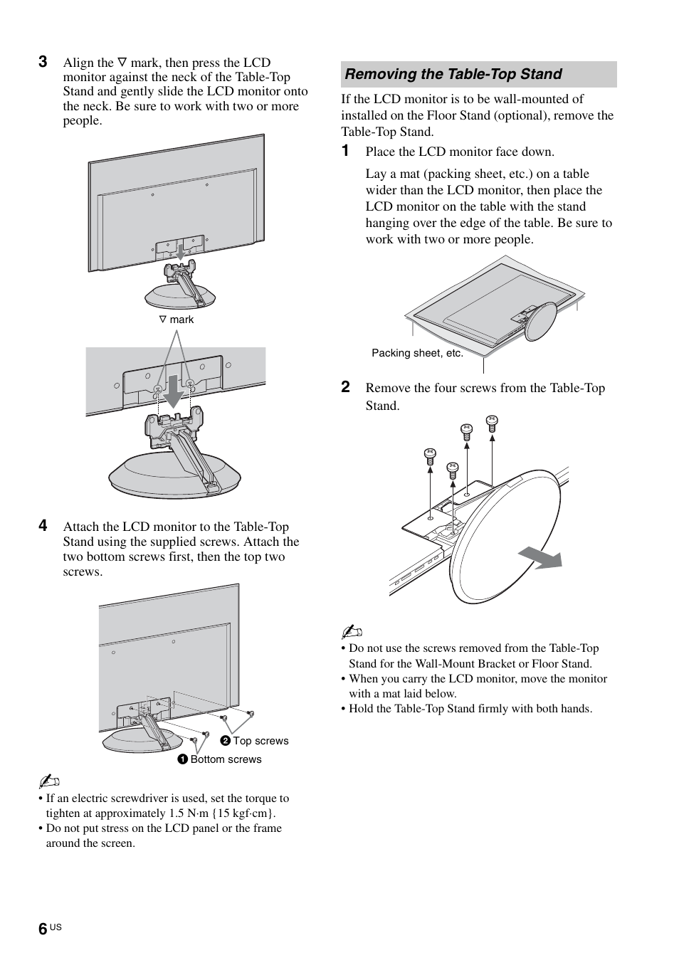 Removing the table-top stand | Sony KLV-40ZX1M User Manual | Page 6 / 87