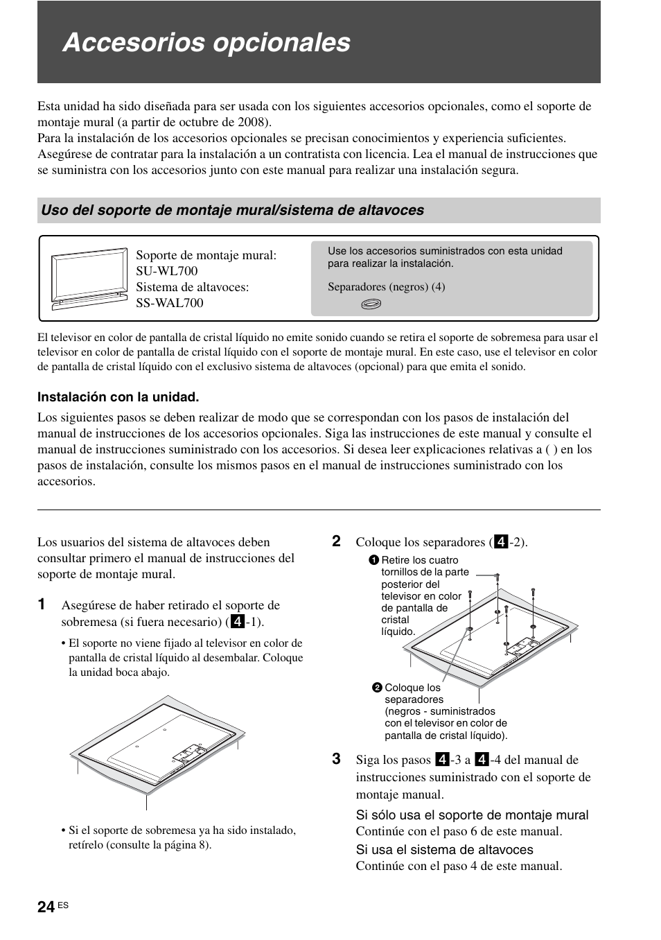 Accesorios opcionales | Sony KLV-40ZX1M User Manual | Page 80 / 87