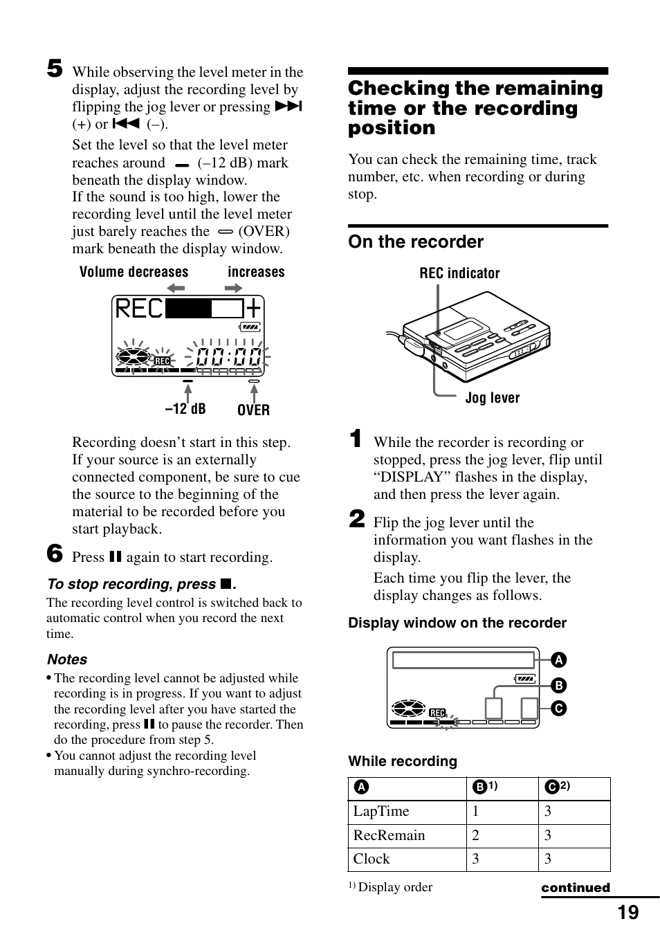 On the recorder | Sony MZ-R90 User Manual | Page 19 / 56