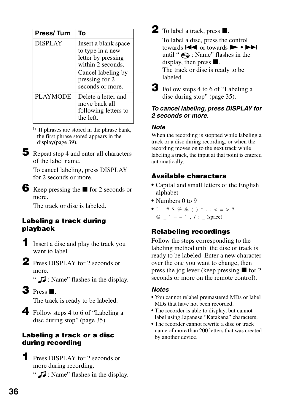 Sony MZ-R90 User Manual | Page 36 / 56