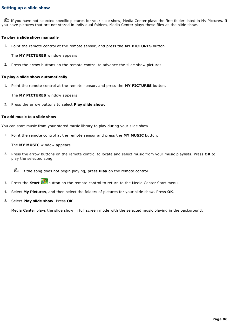 Setting up a slide show | Sony PCV-RZ50CG User Manual | Page 86 / 245