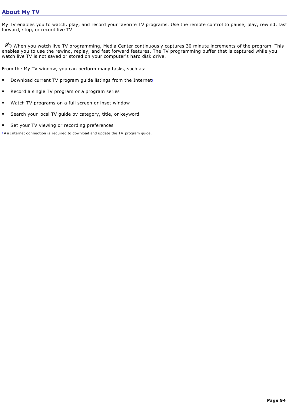 About my tv | Sony PCV-RZ50CG User Manual | Page 94 / 245