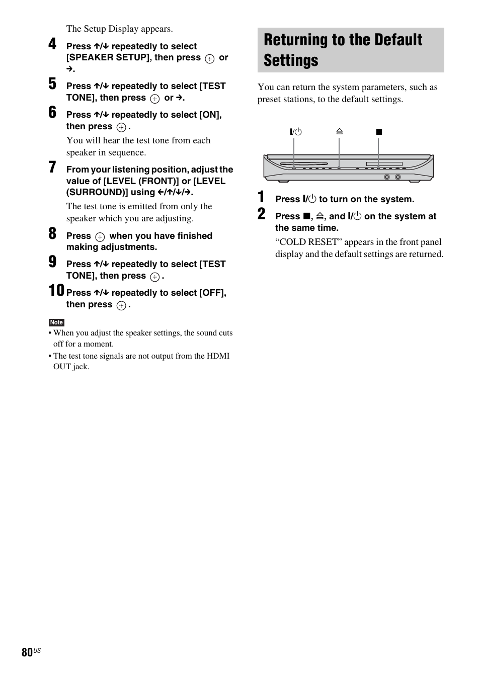 Returning to the default settings | Sony DAV-FX500 User Manual | Page 80 / 104