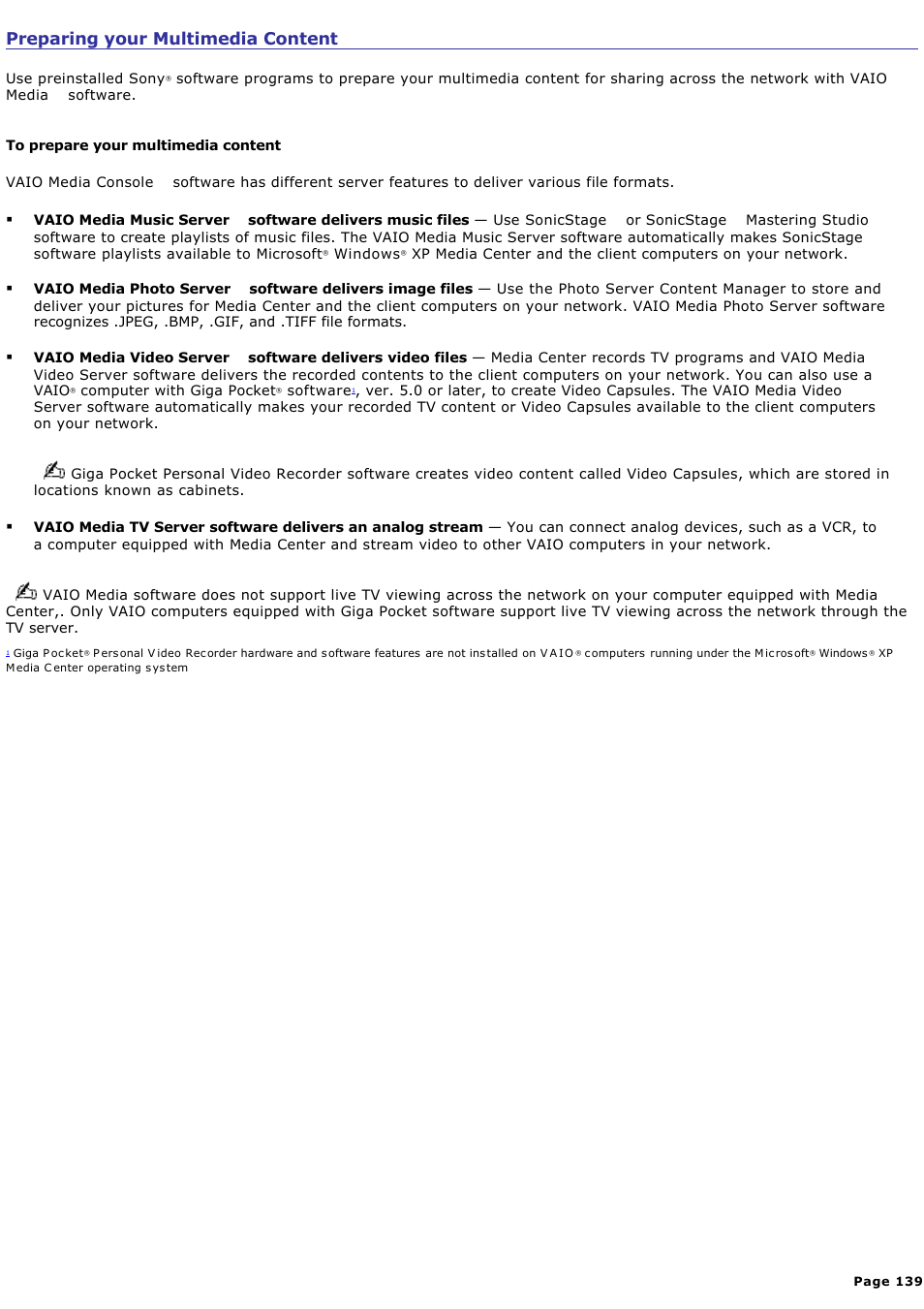 Preparing your multimedia content | Sony PCV-RZ46G User Manual | Page 139 / 229