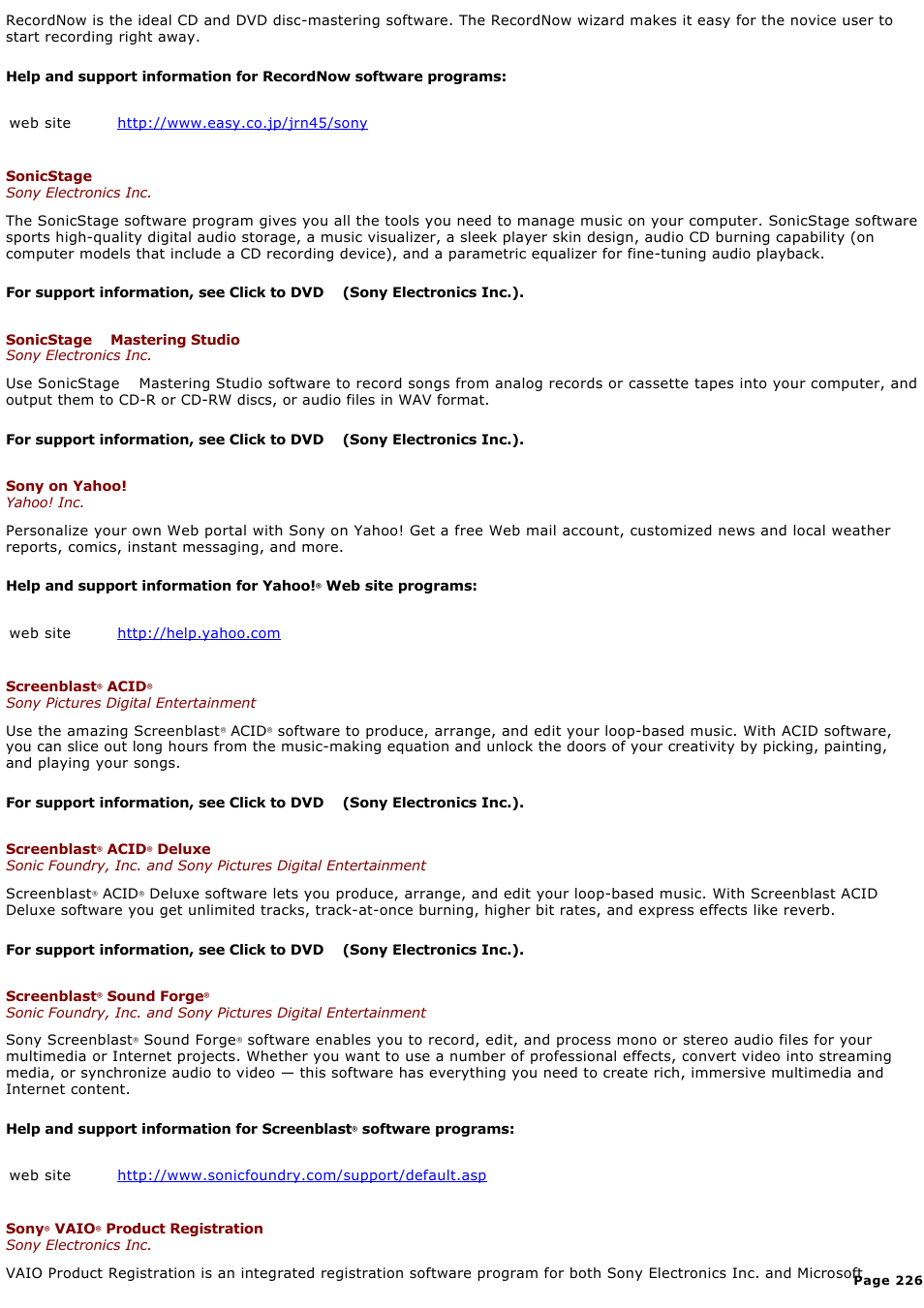 Sony PCV-RZ46G User Manual | Page 226 / 229