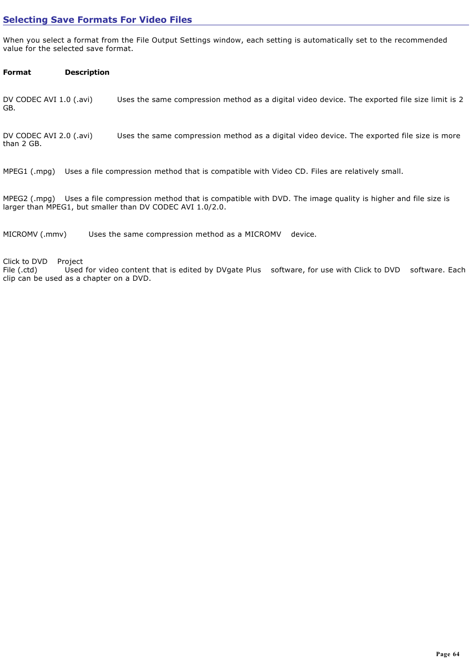 Selecting save formats for video files | Sony PCV-RZ46G User Manual | Page 64 / 229