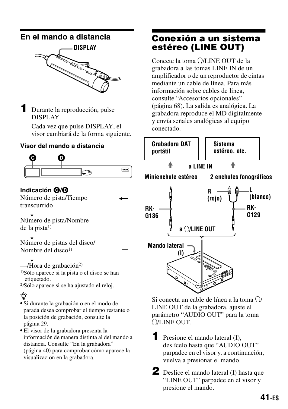 En el mando a distancia, Conexión a un sistema estéreo (line out) | Sony MZ-R900 User Manual | Page 111 / 212