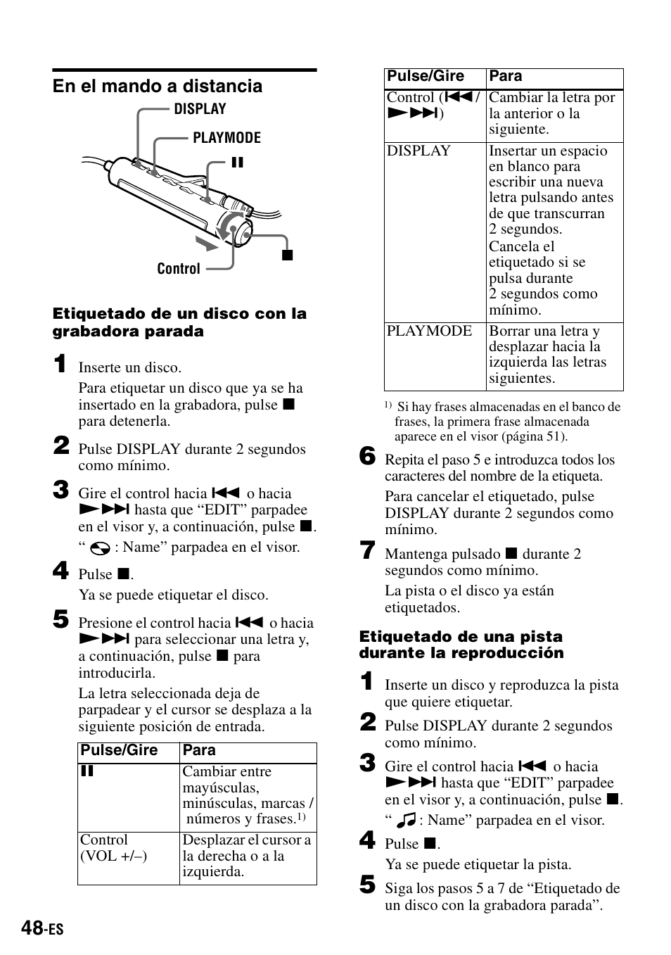 En el mando a distancia | Sony MZ-R900 User Manual | Page 118 / 212