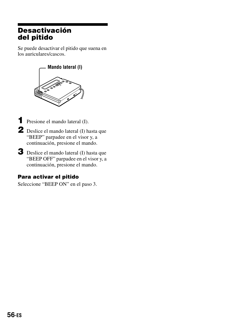 Desactivación delpitido | Sony MZ-R900 User Manual | Page 126 / 212