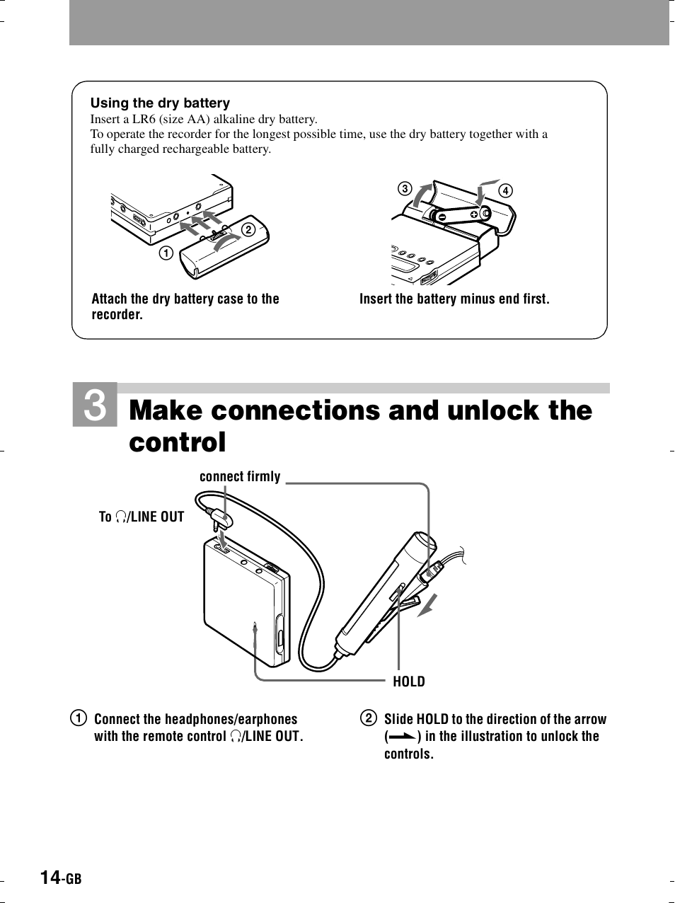 Case, Ar) (1, Ack (1 | Make connections and unlock the control | Sony MZ-R900 User Manual | Page 14 / 212
