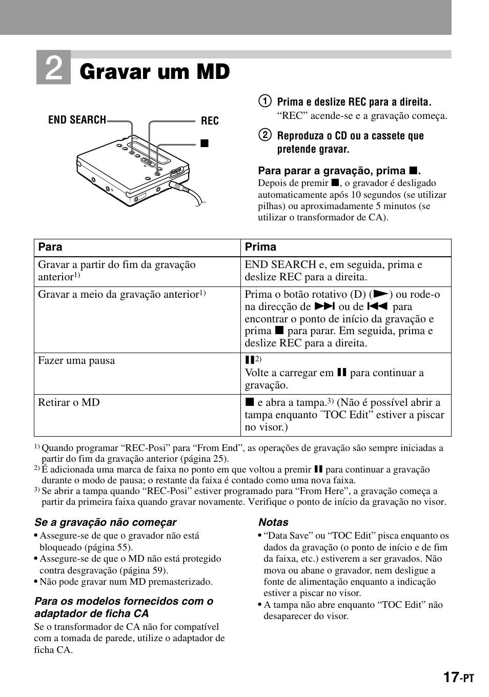 Gravar um md | Sony MZ-R900 User Manual | Page 157 / 212