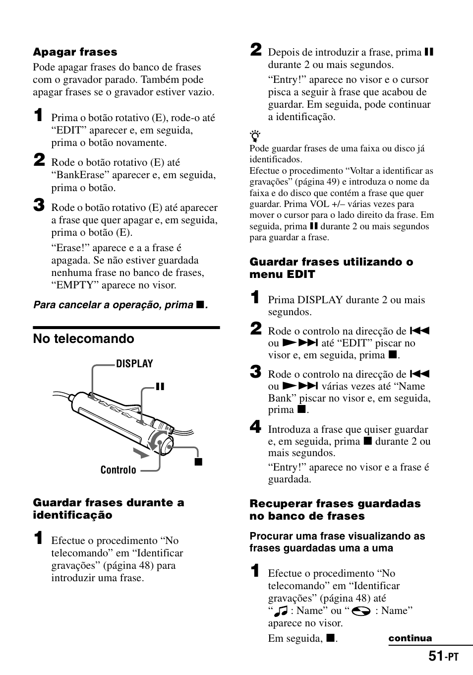 No telecomando | Sony MZ-R900 User Manual | Page 191 / 212