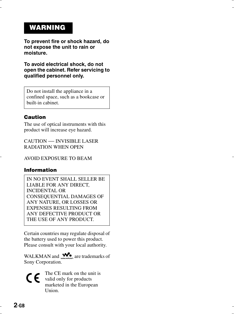 Warning | Sony MZ-R900 User Manual | Page 2 / 212