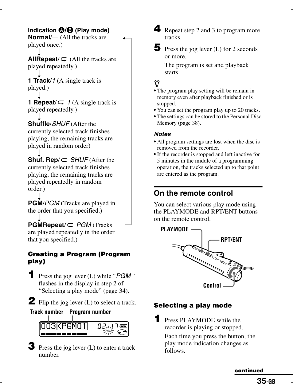 On the remote control | Sony MZ-R900 User Manual | Page 35 / 212