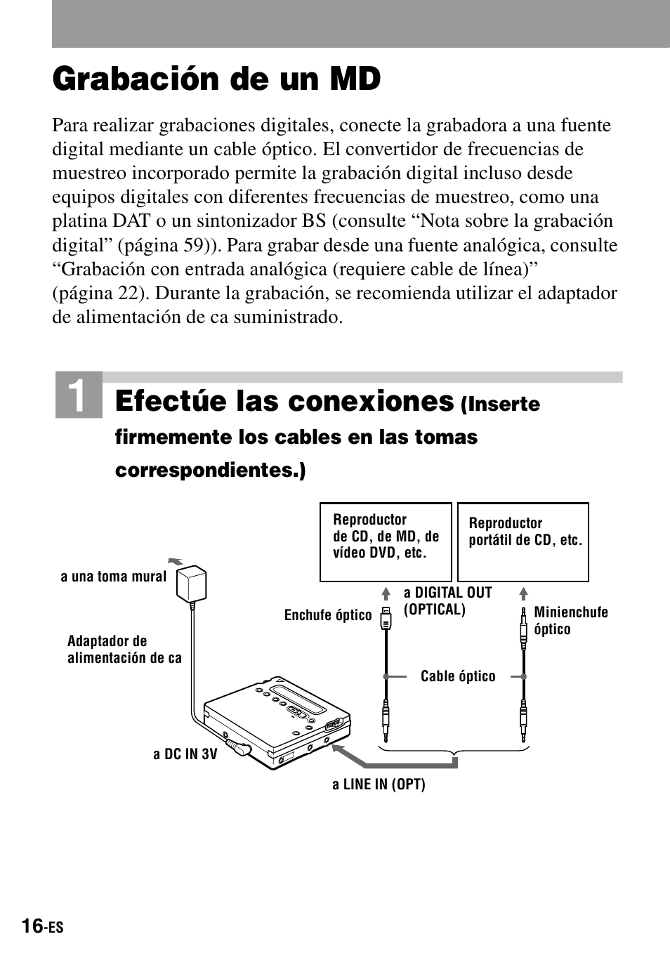 Grabación de un md, Efectúe las conexiones | Sony MZ-R900 User Manual | Page 86 / 212