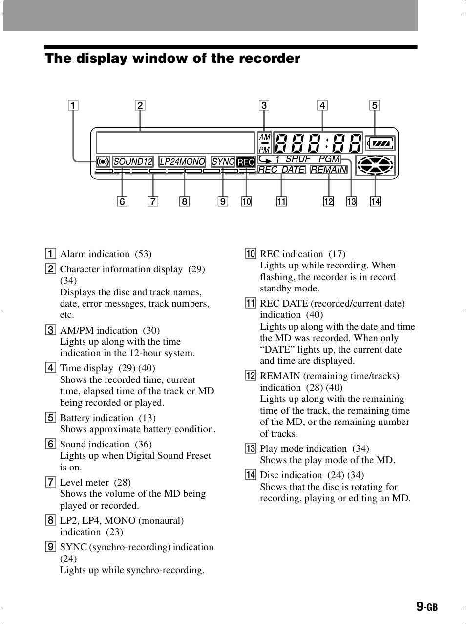 The display window of the recorder | Sony MZ-R900 User Manual | Page 9 / 212