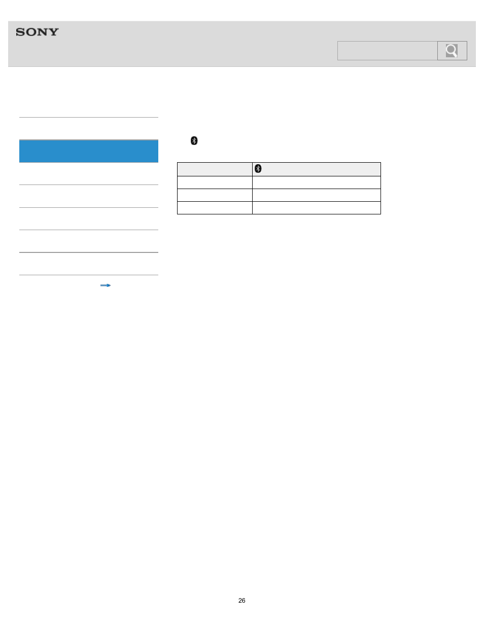 Indications of bluetooth function, Help guide, Search | Sony SRS-BTV5 User Manual | Page 26 / 54