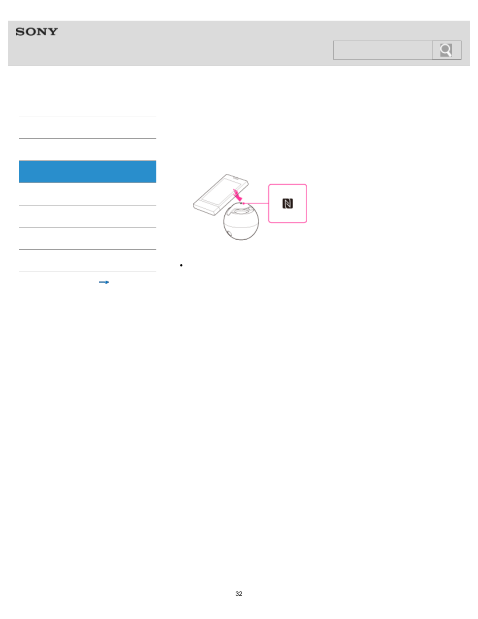 Disconnecting the smartphone by one touch, Help guide, Search | Sony SRS-BTV5 User Manual | Page 32 / 54