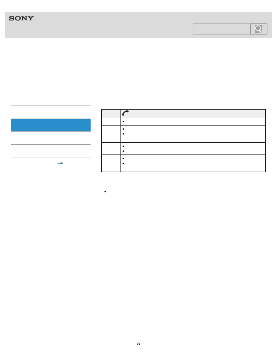 Controlling the smartphone or mobile phone, Help guide, Search | Sony SRS-BTV5 User Manual | Page 39 / 54