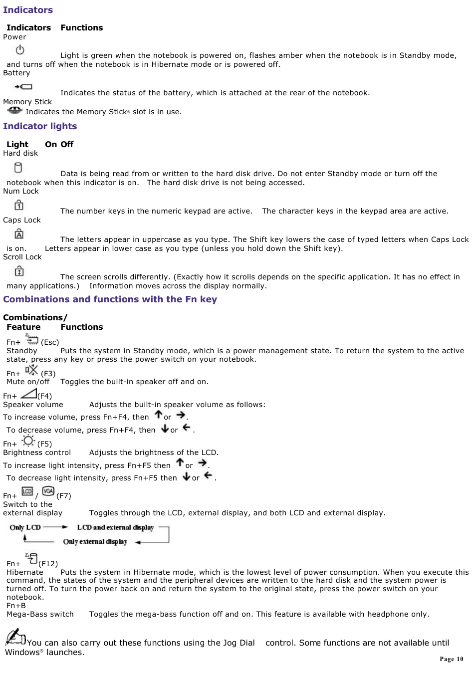 Sony PCG-SR33K User Manual | Page 10 / 298