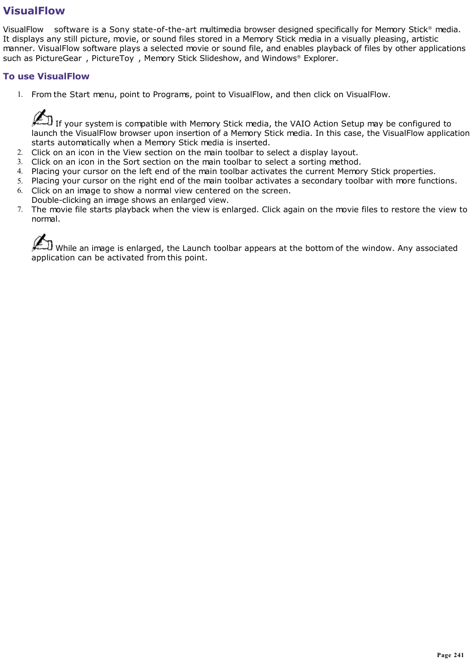 Visualflow | Sony PCG-SR33K User Manual | Page 241 / 298