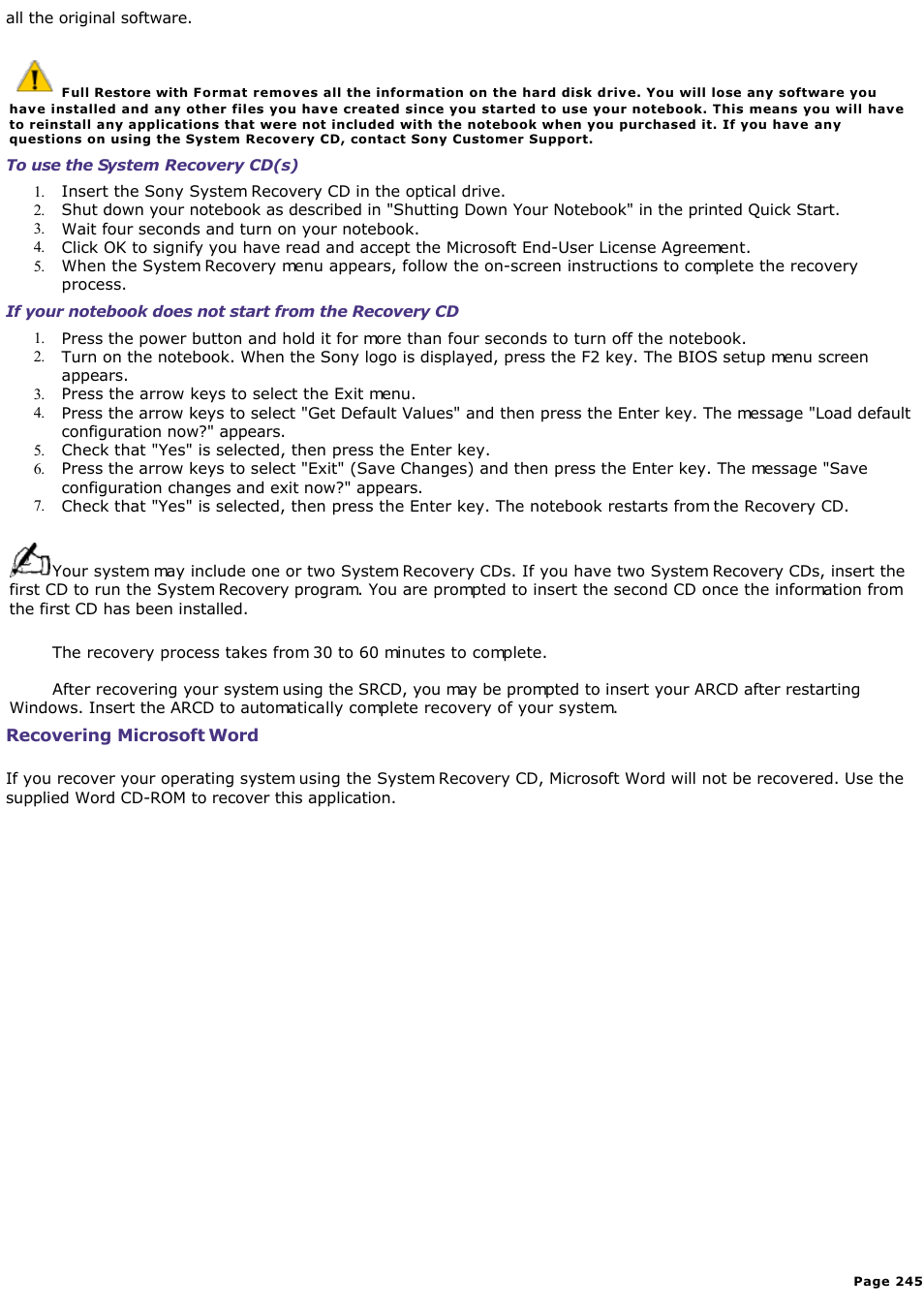 Sony PCG-SR33K User Manual | Page 245 / 298