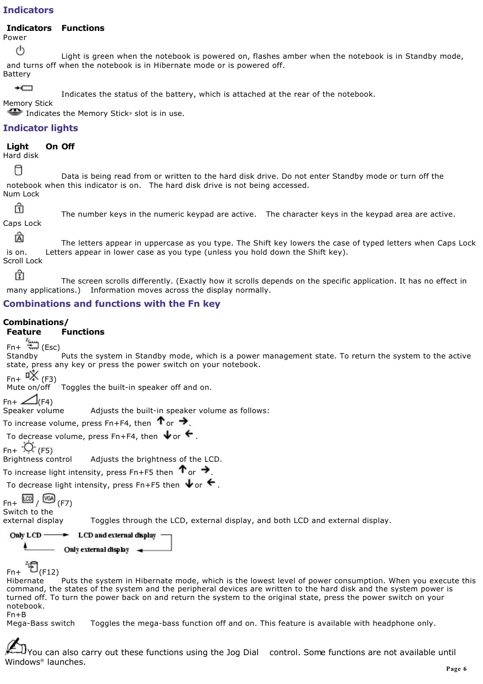 Sony PCG-SR33K User Manual | Page 6 / 298