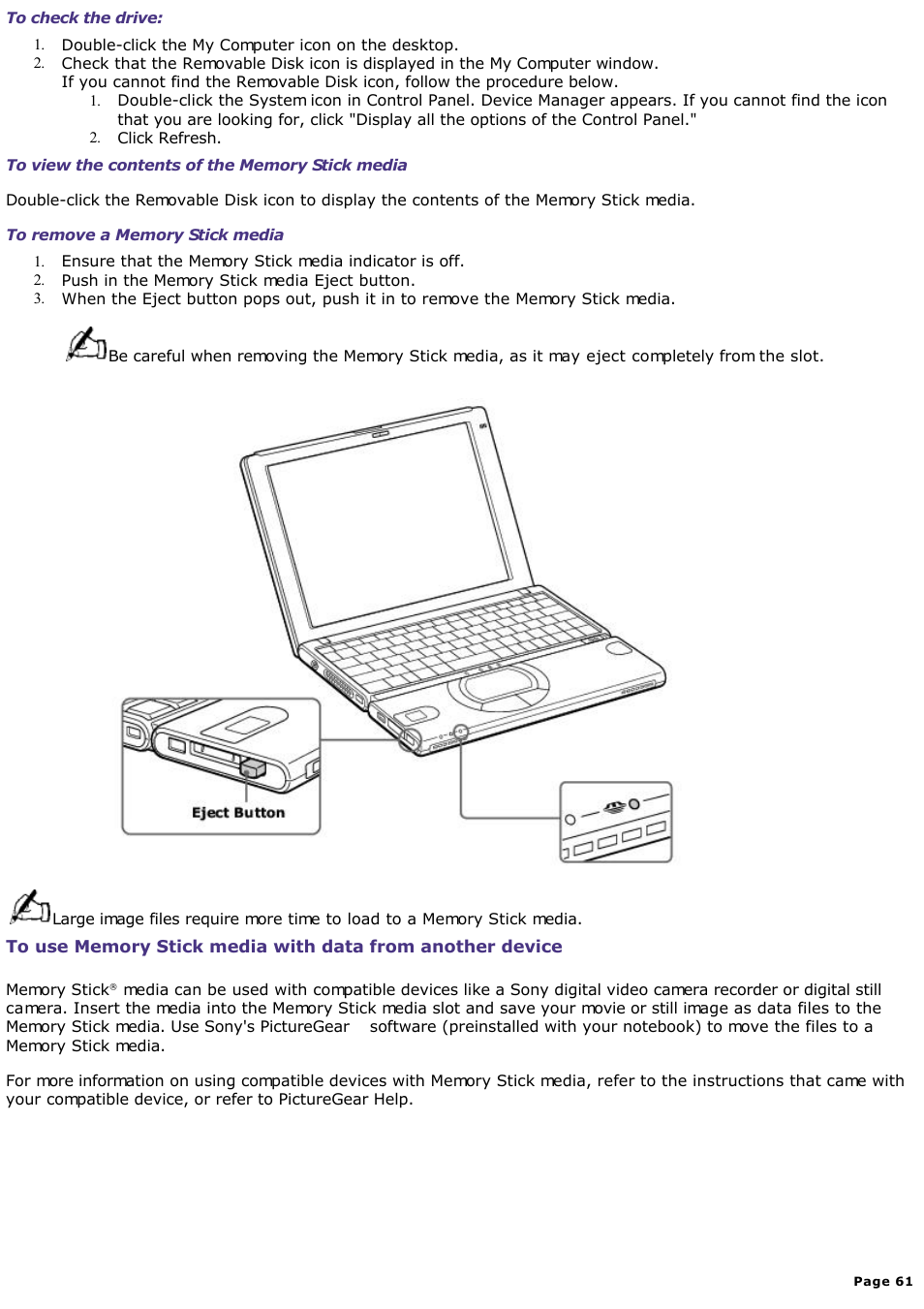 Sony PCG-SR33K User Manual | Page 61 / 298