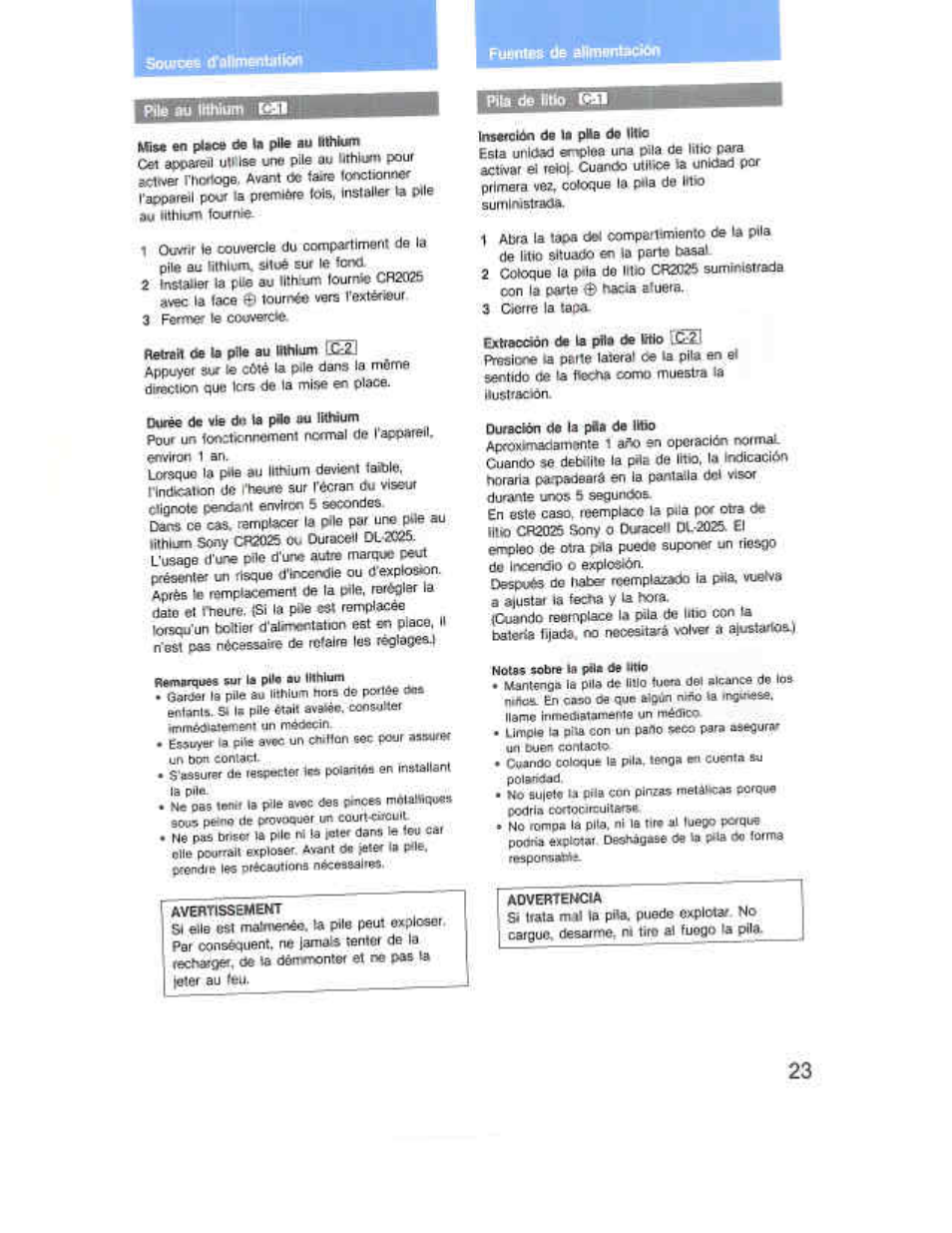 Sowcn (taflmanulton, Fuentas de aumentaciún, Р||вм.1нмит r«si | Plie dé tttio tsn | Sony CCD-F36 User Manual | Page 23 / 156