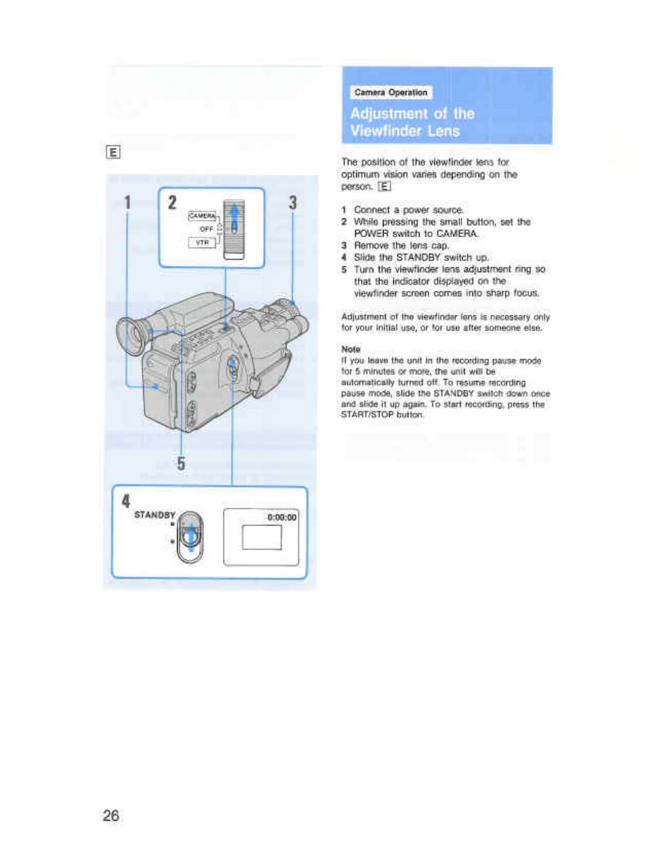 Adjustment of the viewfinder lens | Sony CCD-F36 User Manual | Page 26 / 156