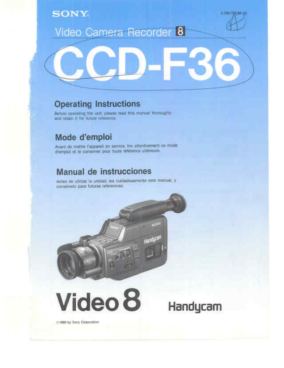 Video 8, Handycam | Sony CCD-F36 User Manual | Page 29 / 156