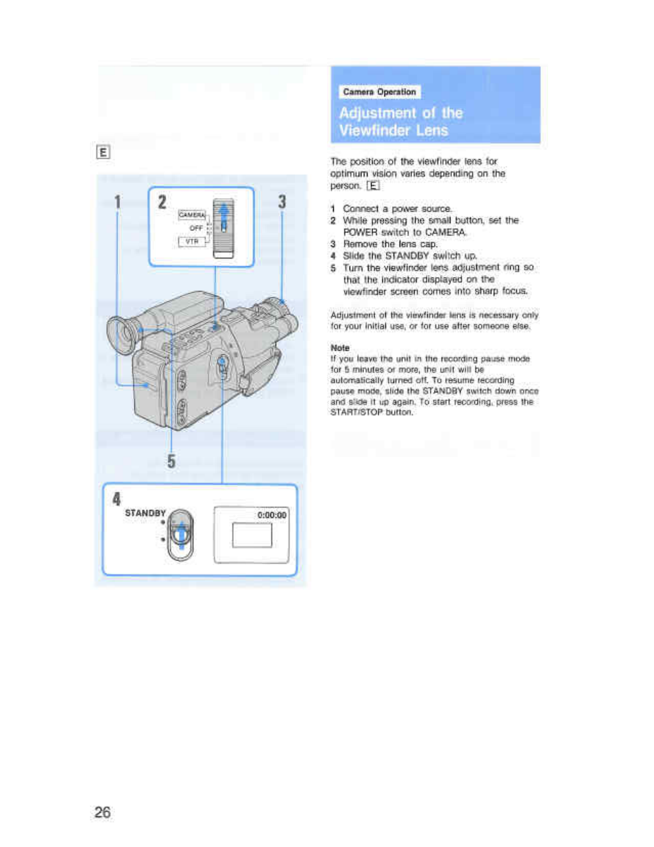 Adjustment oi the viewfinder lens, Adjustment o( the vtowfindor lens | Sony CCD-F36 User Manual | Page 54 / 156